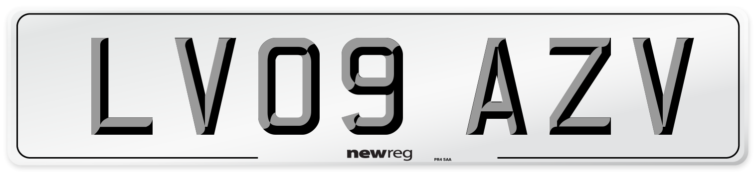 LV09 AZV Number Plate from New Reg